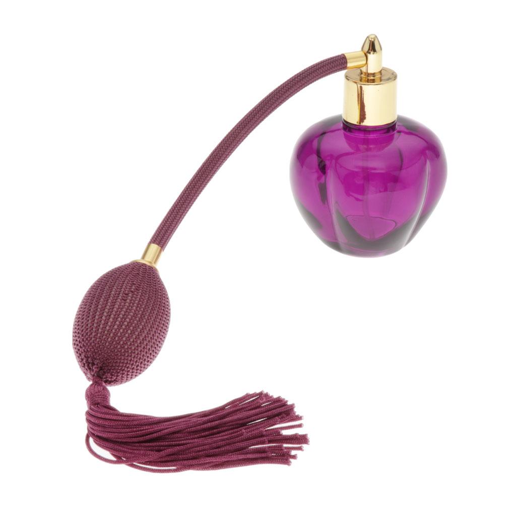 Refillable Empty Glass Perfume Bottle Black Bulb Tassel Spray Atomizer 100ml