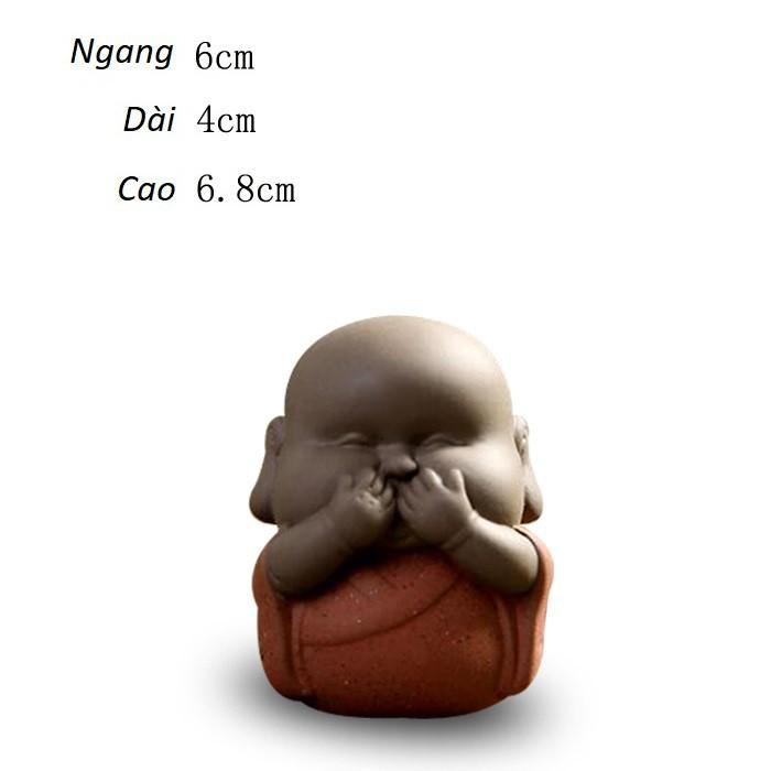 Bộ tượng chú tiểu tam không bằng gốm tử sa, cát tím cao cấp