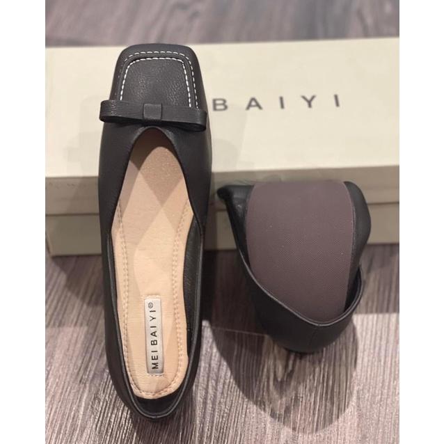 Giày Búp Bê Nữ Đế Bệt Mũi Vuông Đính Nơ Da Mềm Êm Chống Trơn. Sẵn Đen và Nâu cực xinh lên chân tiểu thư lắm ạ