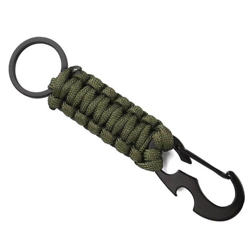Outdoor Keychain Ring Camping Carabiner Military Paracord Cord Rope Camping Survival Kit Emergency Knot Bottle Opener Key Chain