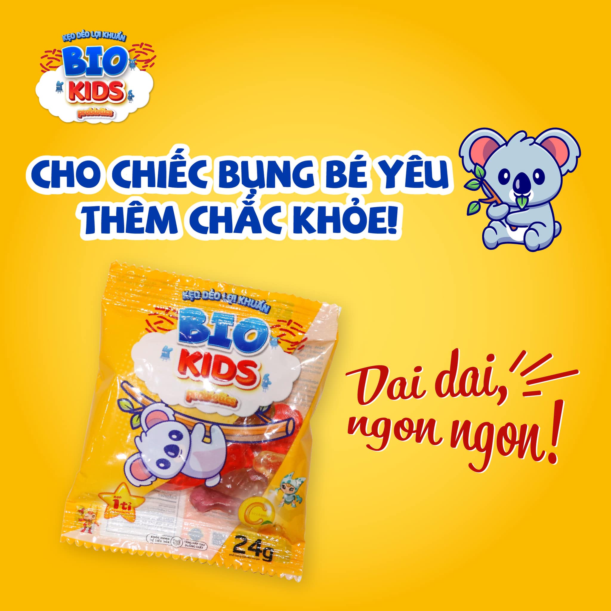 Kẹo Dẻo Lợi Khuẩn BIO KIDS 24G Bố Sung Vitamin C, Giúp Trẻ Ăn Ngon, Tăng Cường Miễn Dịch - Túi 24g