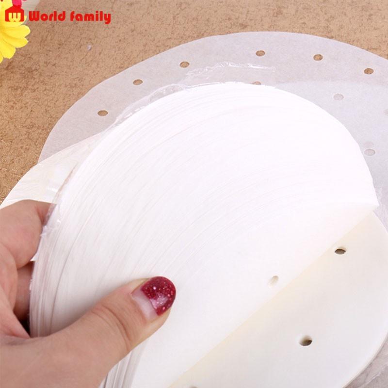 Giấy Nến Tròn Đục Lỗ loại 100 tờ và 400 tờ Cho Nồi Chiên Không Dầu Giấy Nến Nướng Hấp Bánh nhiều size