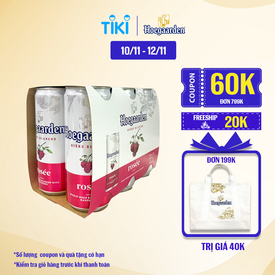 Lốc 6 lon bia Hoegaarden Rosee (330ml/lon)