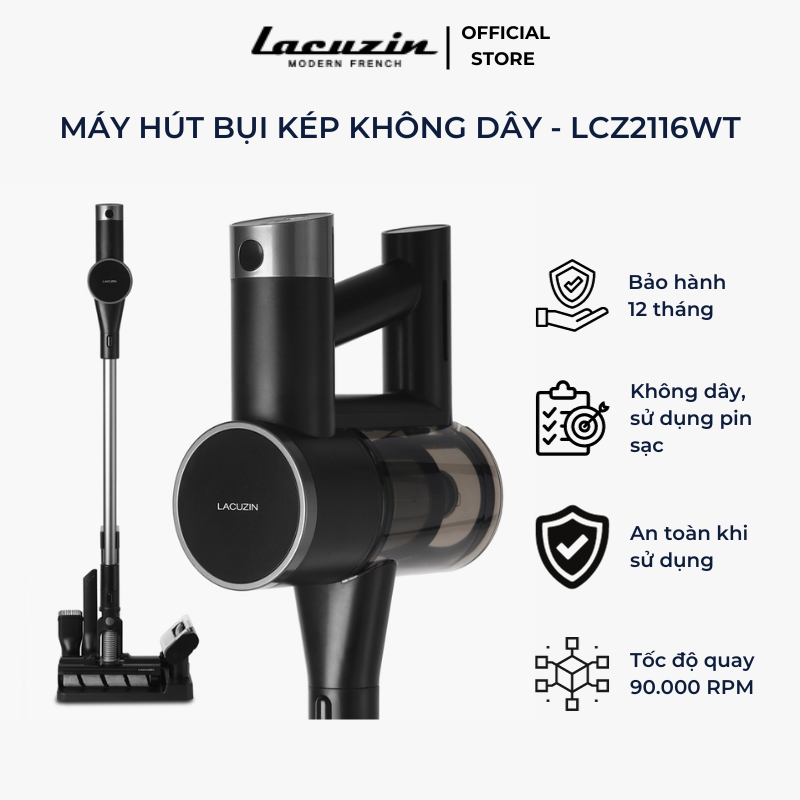 Máy hút bụi kép không dây - Hàng chính hãng Lacuzin - LCZ2116