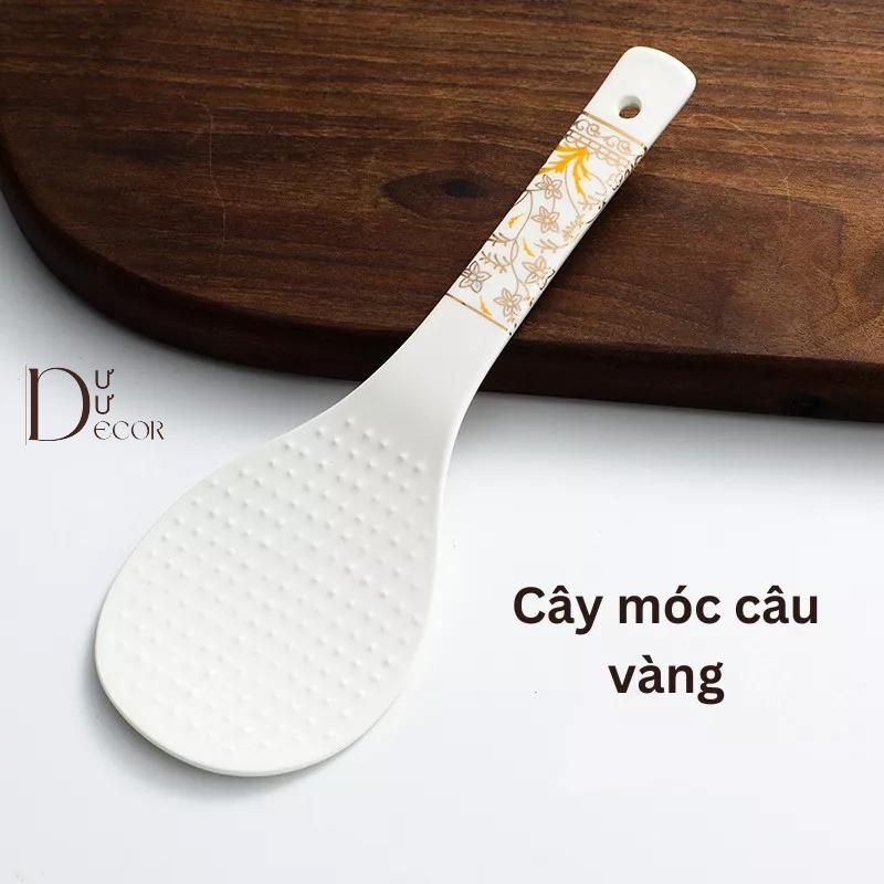 Muôi xới cơm/Thìa xới cơm bằng sứ - Họa tiết hoa