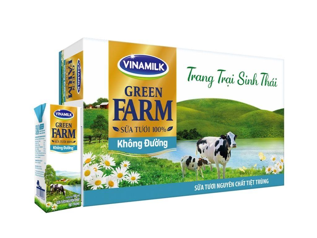 Thùng 48 Hộp Sữa Tươi Tiệt Trùng Vinamilk Green Farm Không đường 180ml