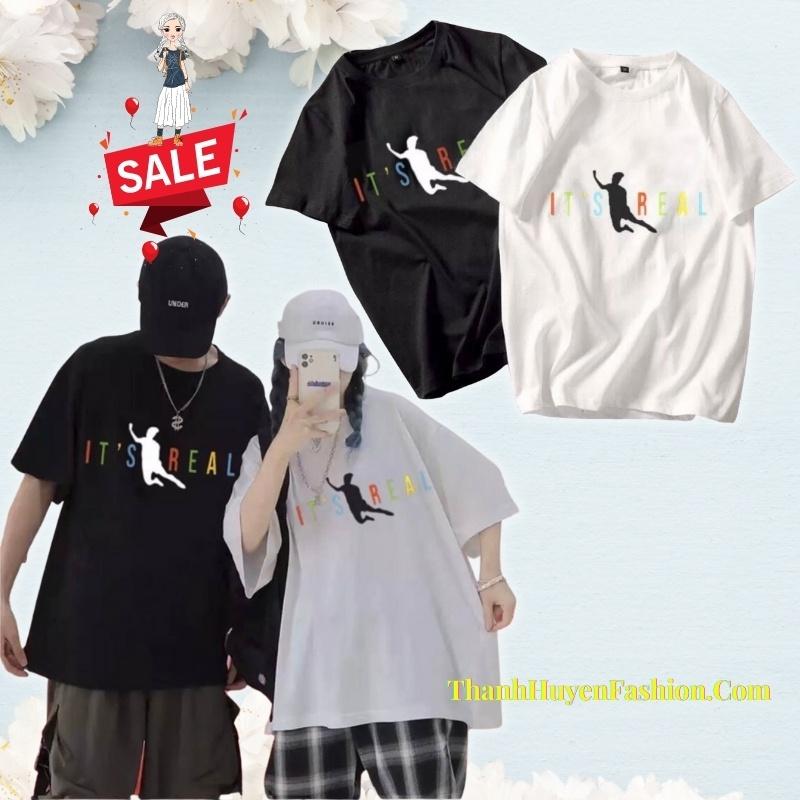 Áo thun tay lỡ nam nữ, áo phông Unisex form rộng chất vải cotton mát mịn thấm hút mồ hôi in hình ITiS-REAL