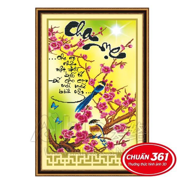 Tranh thêu chữ thập 3d Cha mẹ nhận một đời bão tố  chưa thêu