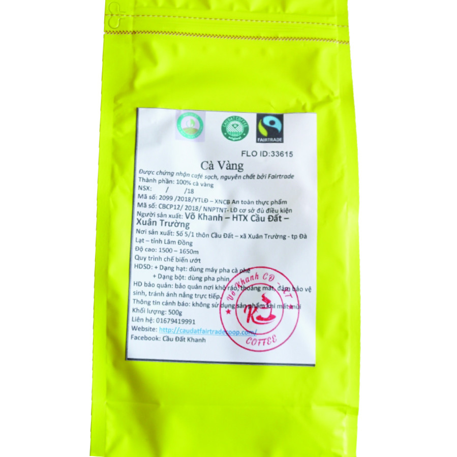 Cà Phê Cầu Đất Arabica Yellow Bourbon 100% K Phiêu (Túi 500g)- DẠNG HẠT