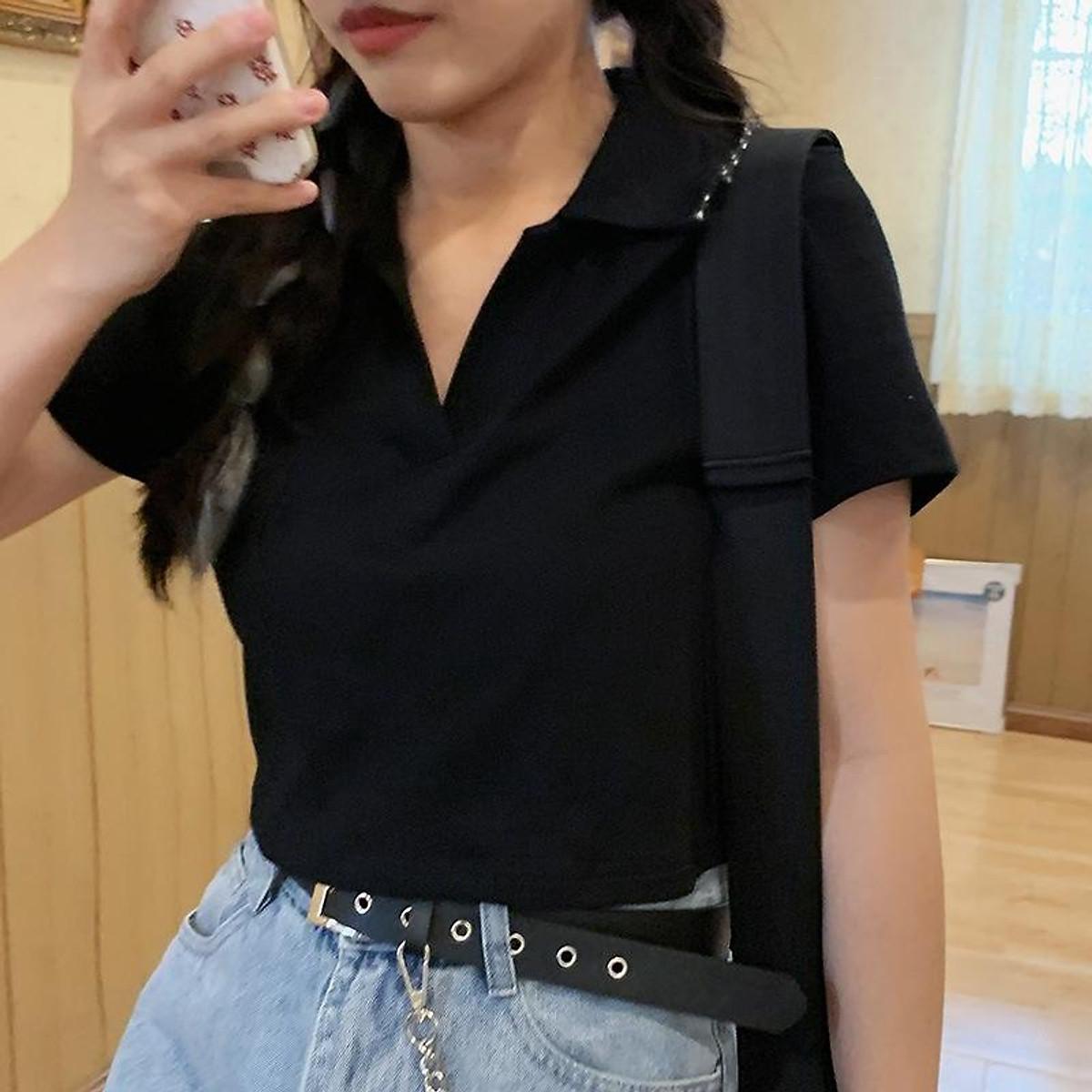 Áo croptop, áo croptop nữ, tay ngắn có cổ form rộng sexy, co giãn thoáng mát, crt thun sơ mi ulzzang cổ bẻ, Aloha