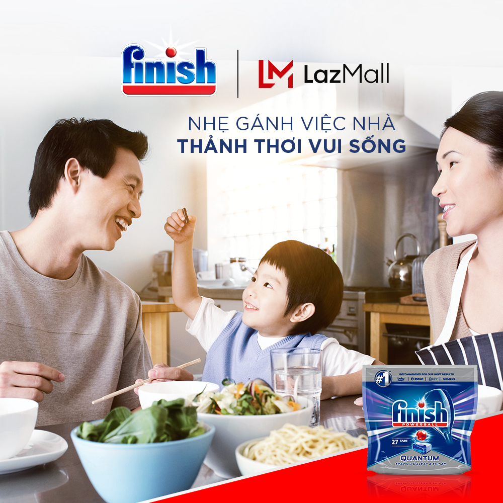 Combo 03 túi Viên Rửa Chén Bát Finish Powerball Quantum 27 viên