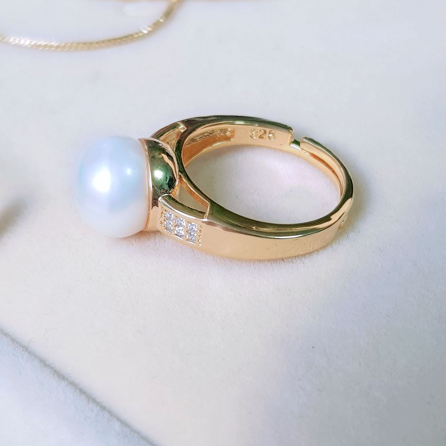 Bộ Trang Sức Ngọc Trai Nước Ngọt Thiên Nhiên Cao Cấp 4M - Kiểu Dây Chuyền Đính Đá - Ngọc Thiên Kim - KAITO PEARL - CTJ0501