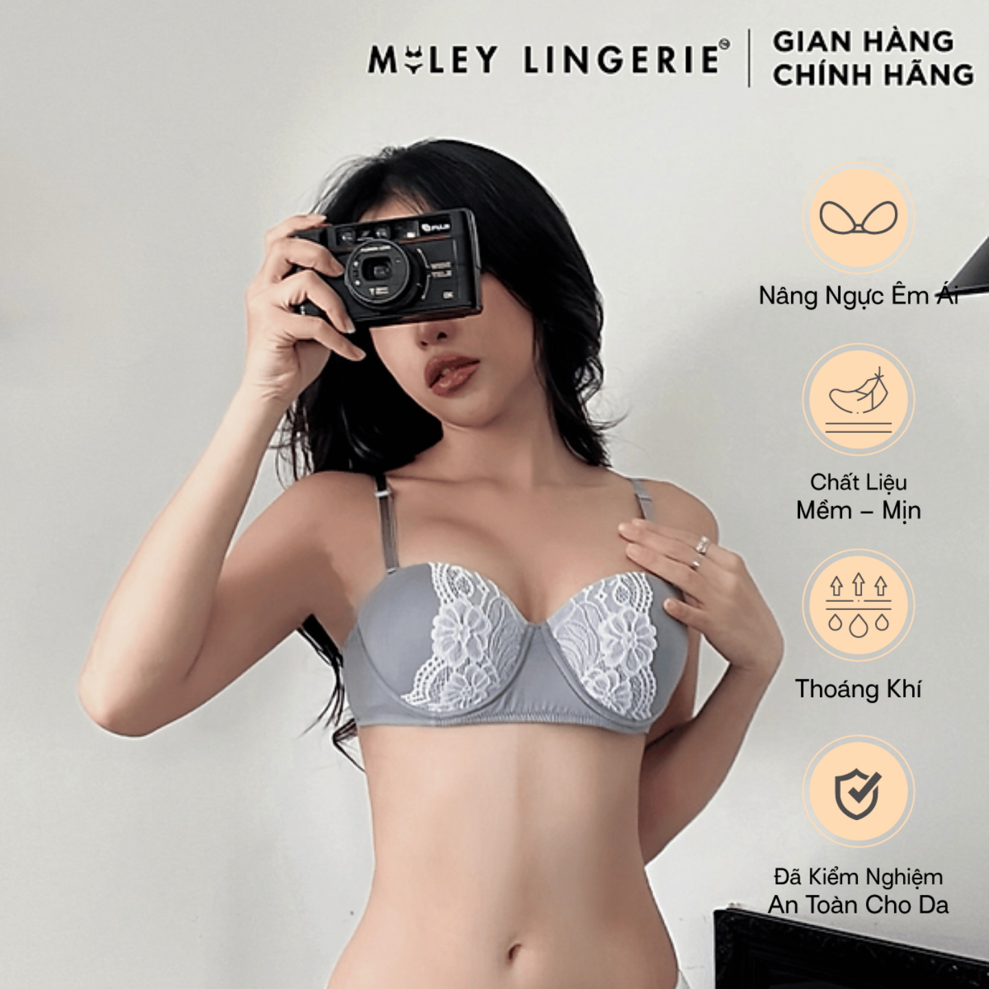Áo Ngực Cúp Ngang Phối Viền Ren Miley Lingerie BRM11202