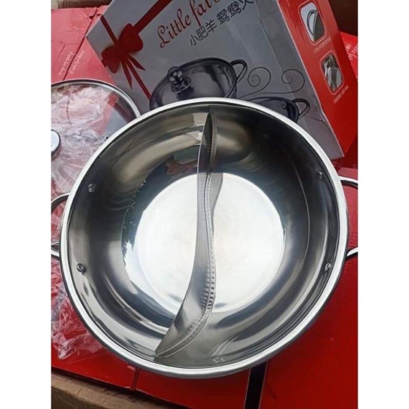 Nồi lẩu 2 ngăn bằng inox tiện dụng loại 30cm