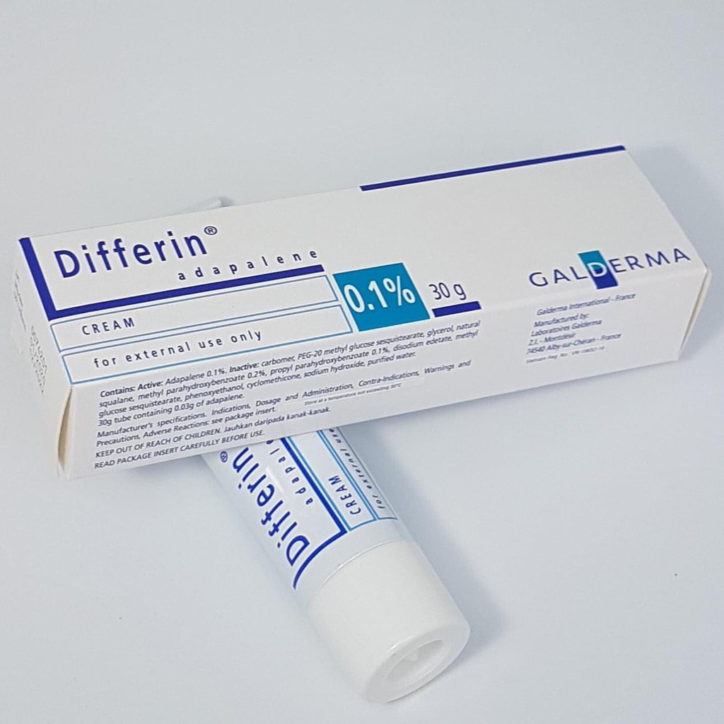 Kem hỗ trợ giảm mụn Differin Cream 0.1% Adapalene tuýp 30 gram(Hàng nội địa Pháp)