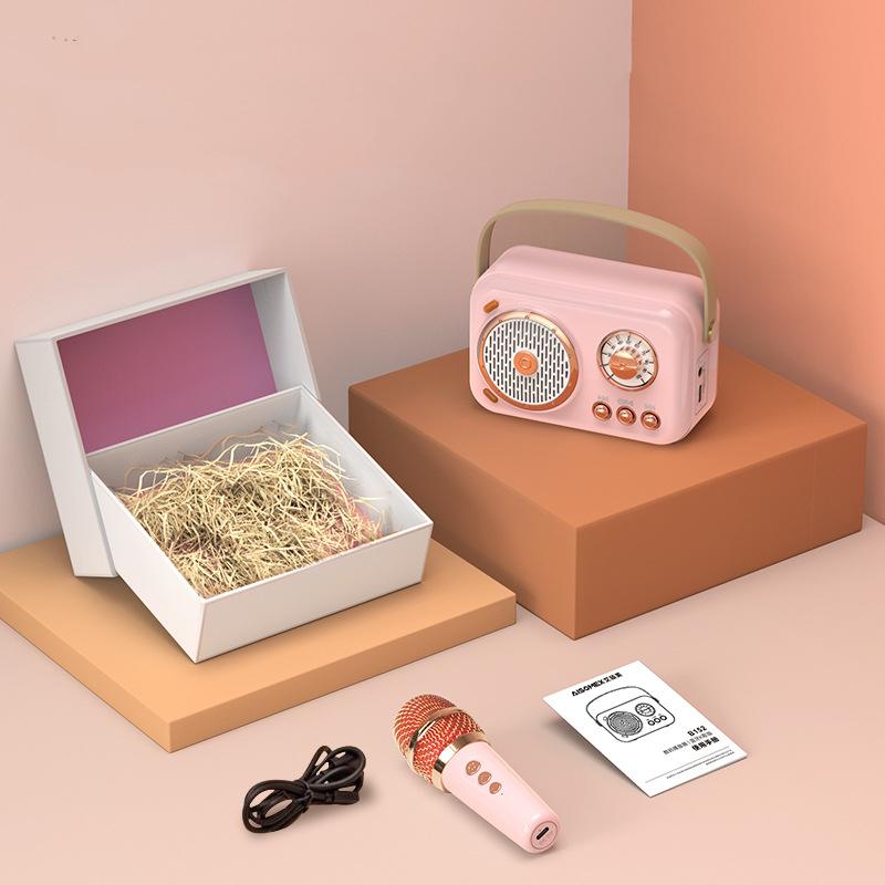 Loa Bluetooth Karaoke Di Động Ngoài Trời Mini Có Thẻ Micro Không Dây Loa Siêu Trầm Âm Lượng Lớn Caixa De Som Quà Tặng Trẻ Em Màu sắc: Phiên bản Mic Kép