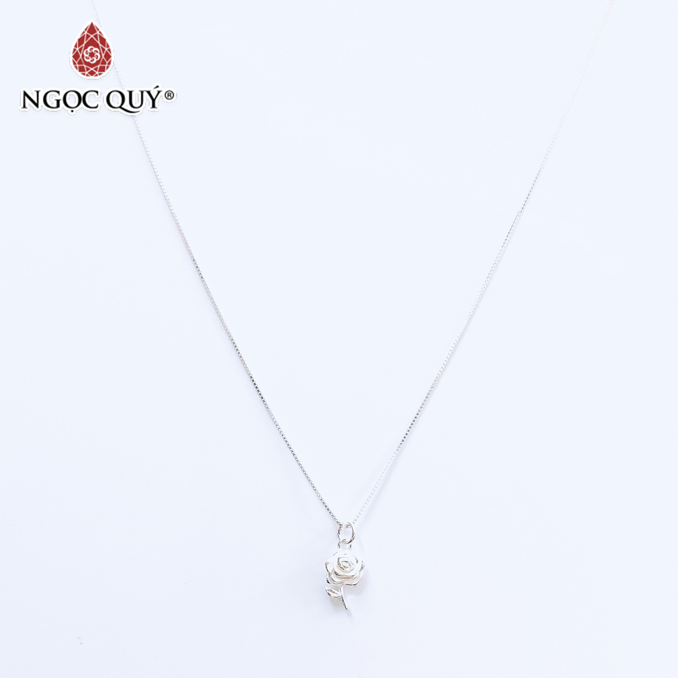 Dây chuyền bạc mặt hoa hồng - Ngọc Quý Gemstones