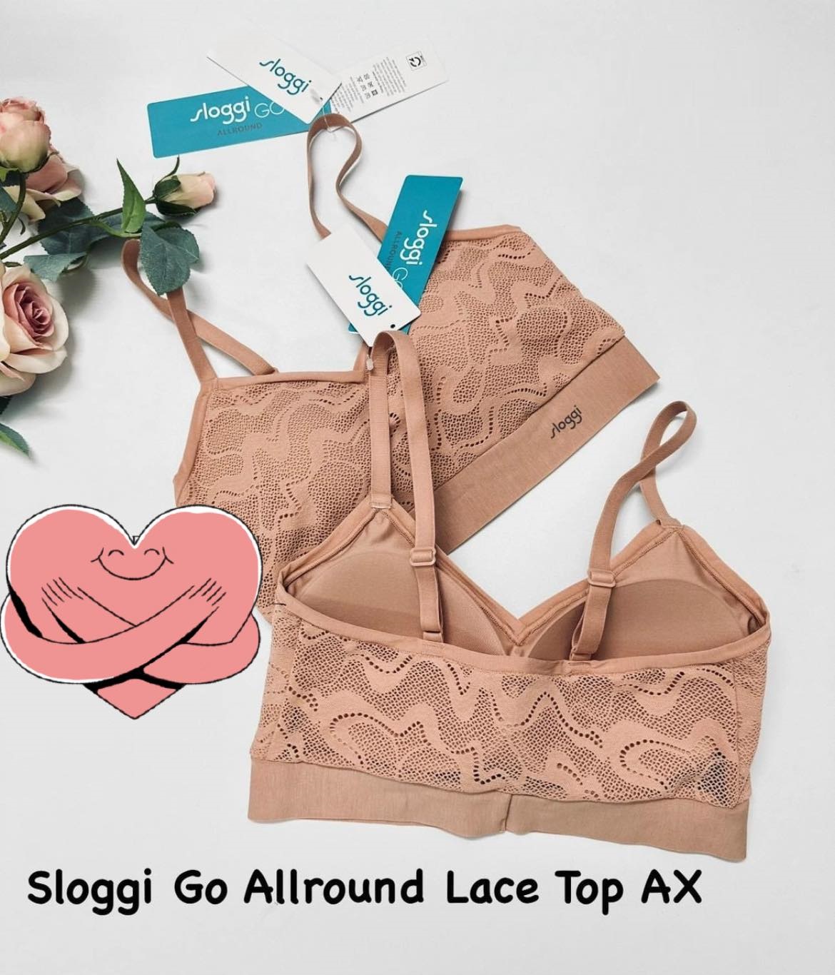 Áo ngực bra thể thao nữ không gọng phối ren Sloggi GO Allround Lace Top AX 88-339 mút mỏng, bản lưng liền freesize, nhẹ tênh, mềm mịn, không cấn hằn tạo sự thoải mái tối đa