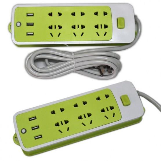 Ổ cắm điện chống giật 6 lỗ 3 cổng usb đa năng