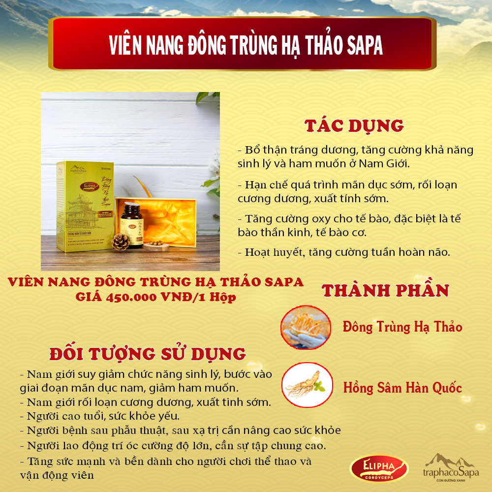 60 Viên nang Đông trùng hạ thảo Traphaco Sapa