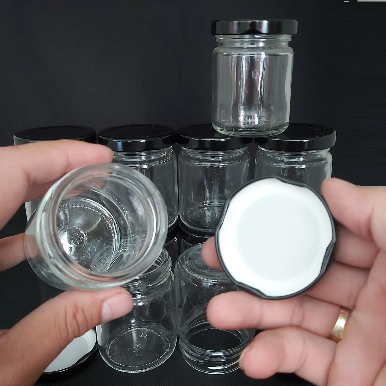 Set 6 hũ thủy tinh DÁNG TRÒN NẮP THIẾC dùng chưng yến, đựng dầu dừa, mật ong