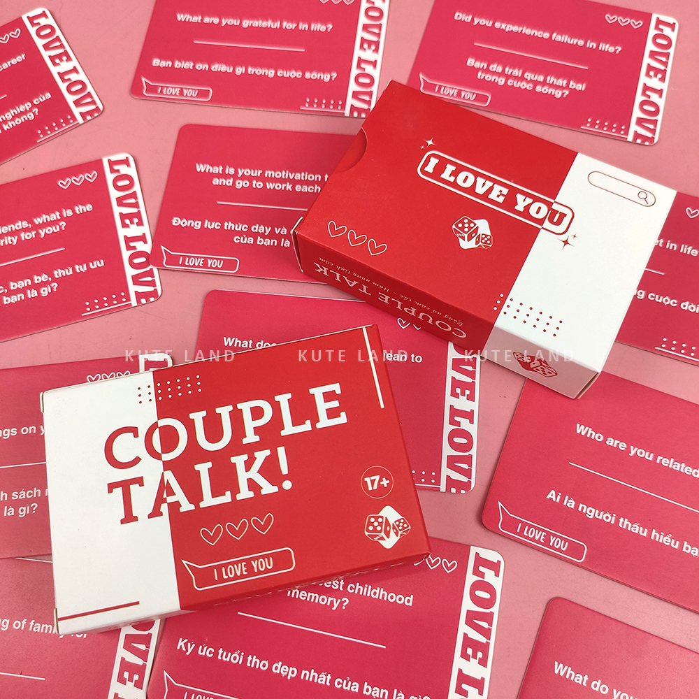 Bộ bài Couple Talk Drinking Game song ngữ dành cho cặp đôi 55 lá bài thấu hiểu trò chuyện