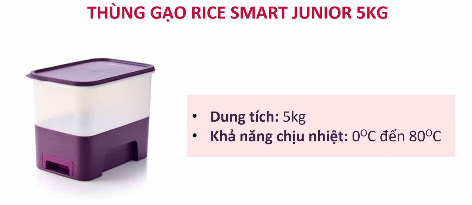 Thùng Gạo Tupperware Rice Smart Junior 5kg - Hàng Chính Hãng