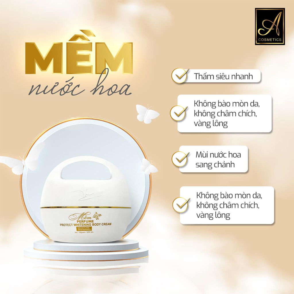 Kem Body Mềm Acosmetics,Kem dưỡng trắng da toàn thân, hương nước hoa Pháp, dạng lotion 150g