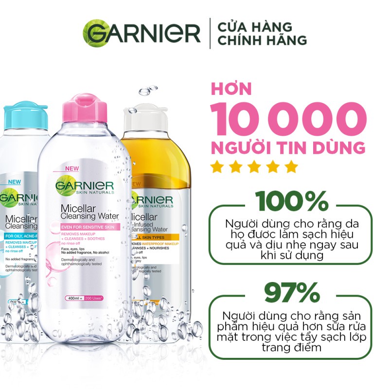 Nước Tẩy Trang làm Sạch Sâu Garnier Micellar Cleansing Water