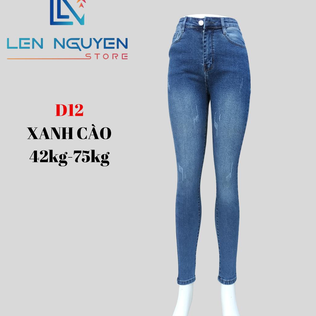 D12_Quần jean nữ, dài, lưng cao, quần bò nữ dáng ôm, quần rin nữ có big size, cho 42kg đến 75kg,LEN NGUYEN STORE