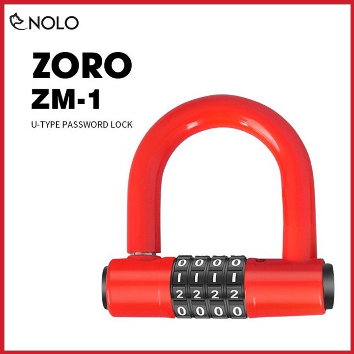 Ổ khóa mật mã 4 số ZORO dạng chữ U - màu đỏ - thay đổi mật mã theo ý muốn
