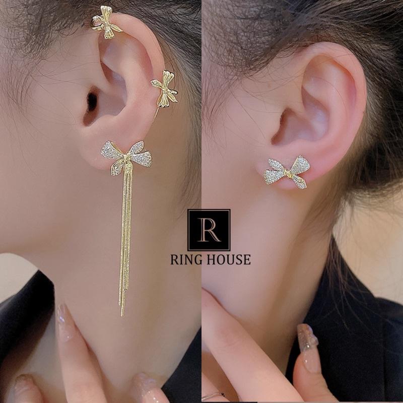 E160 Khuyên tai nữ bông tai nữ khuyên vành tai nữ nơ đẹp