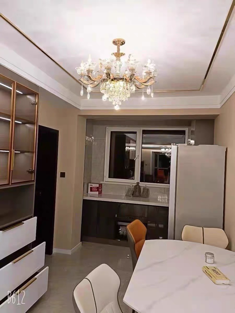 Đèn chùm trang trí, Đèn pha lê K9 CAO CẤP, Thân hợp kim mạ Vàng, TẶNG BÓNG LED ĐỔI MÀU, Ảnh công trình thực tế, Mã 5003