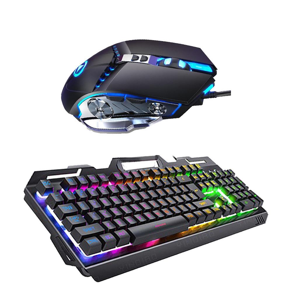 Wired Gaming Keyboard and Mouse 3200 DPI for Windows PC Gamers Set A