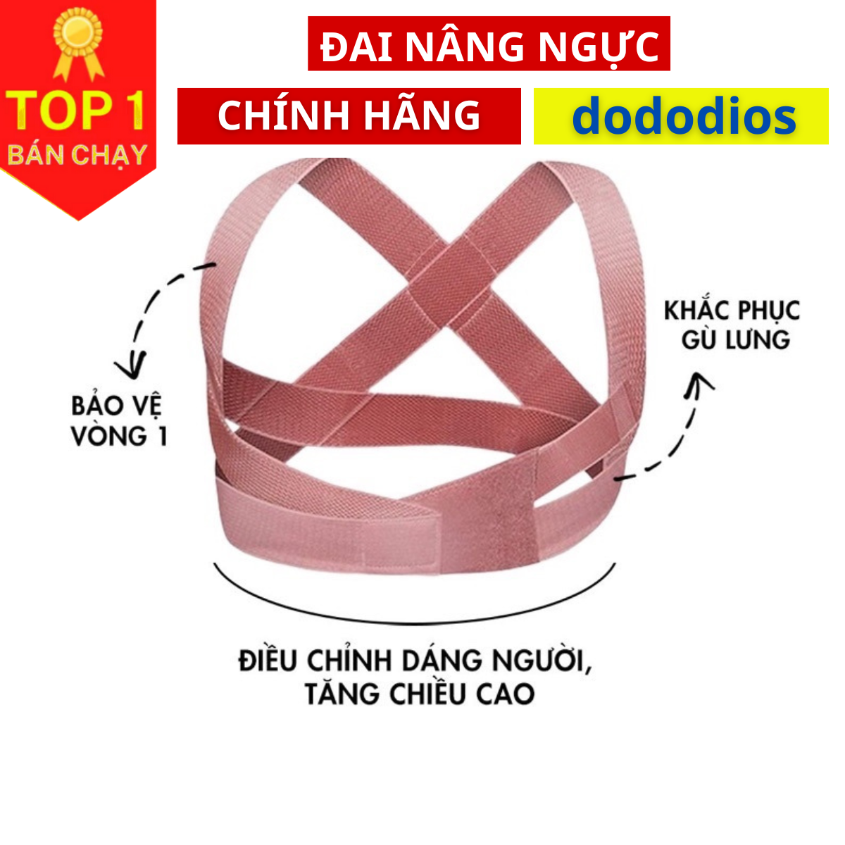 Đai lưng chống gù bảo vệ vòng 1 hỗ trợ định hình cao cấp DoDoDios, đai bảo vệ vòng 1, đai nâng vòng 1 khi tập thể dục - Hàng chính hãng