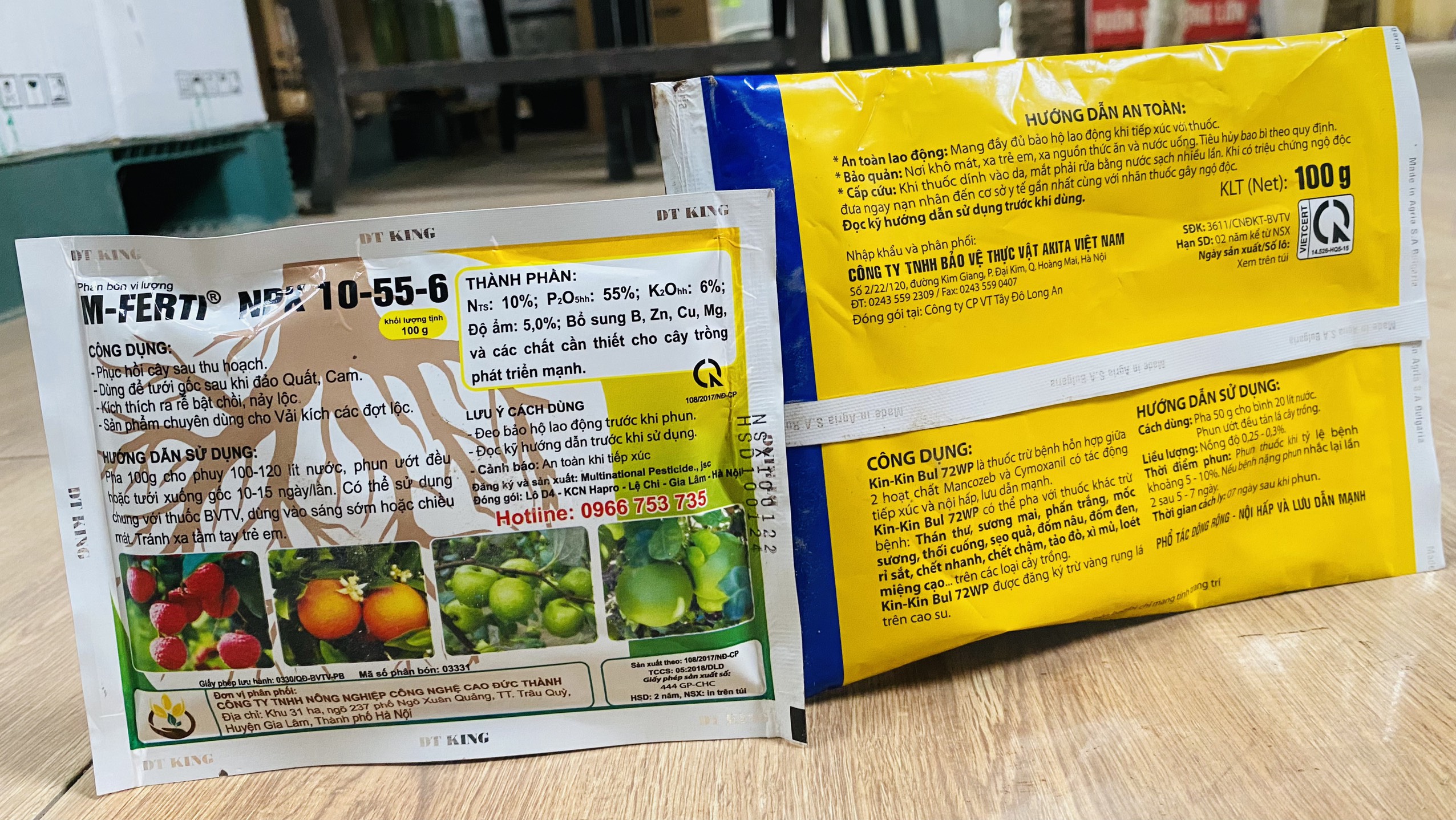 Combo trừ bệnh KinBul 100g và phân bón lá DT-King 100g - Xử lý tất cả bệnh hại - Cây khoẻ mạnh, chống vàng rụng lá, rễ yếu