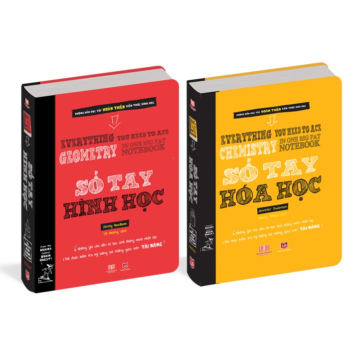 Combo Sổ tay Hình Học - Sổ tay Hóa Học - Á Châu Books, Bìa Cứng, In Màu - Tổng Hợp Kiến Thức Hình Học Và Hóa Học Lớp 8 Đến Lớp 12