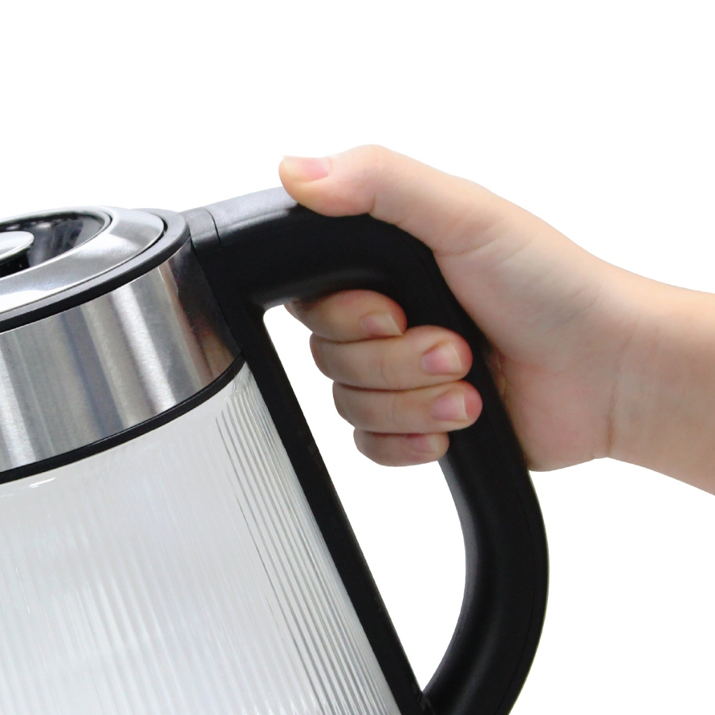 Ấm đun siêu tốc thủy tinh Locknlock Glass Electric Kettle 1.8L EJK256BLK, Hàng chính hãng, có đèn led, lưới lọc -JoyMall