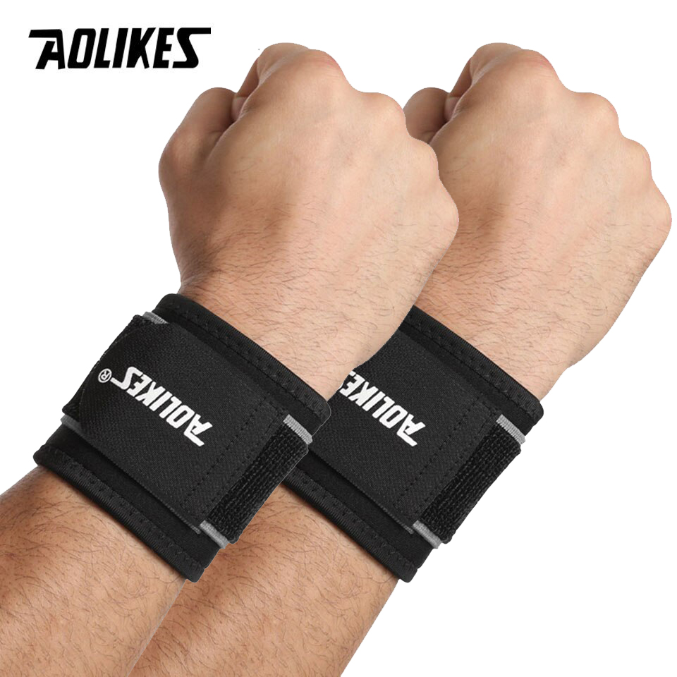 Bộ 2 băng quấn cổ tay tập gym AOLIKES YE-7938 Sport wrist support - Gray