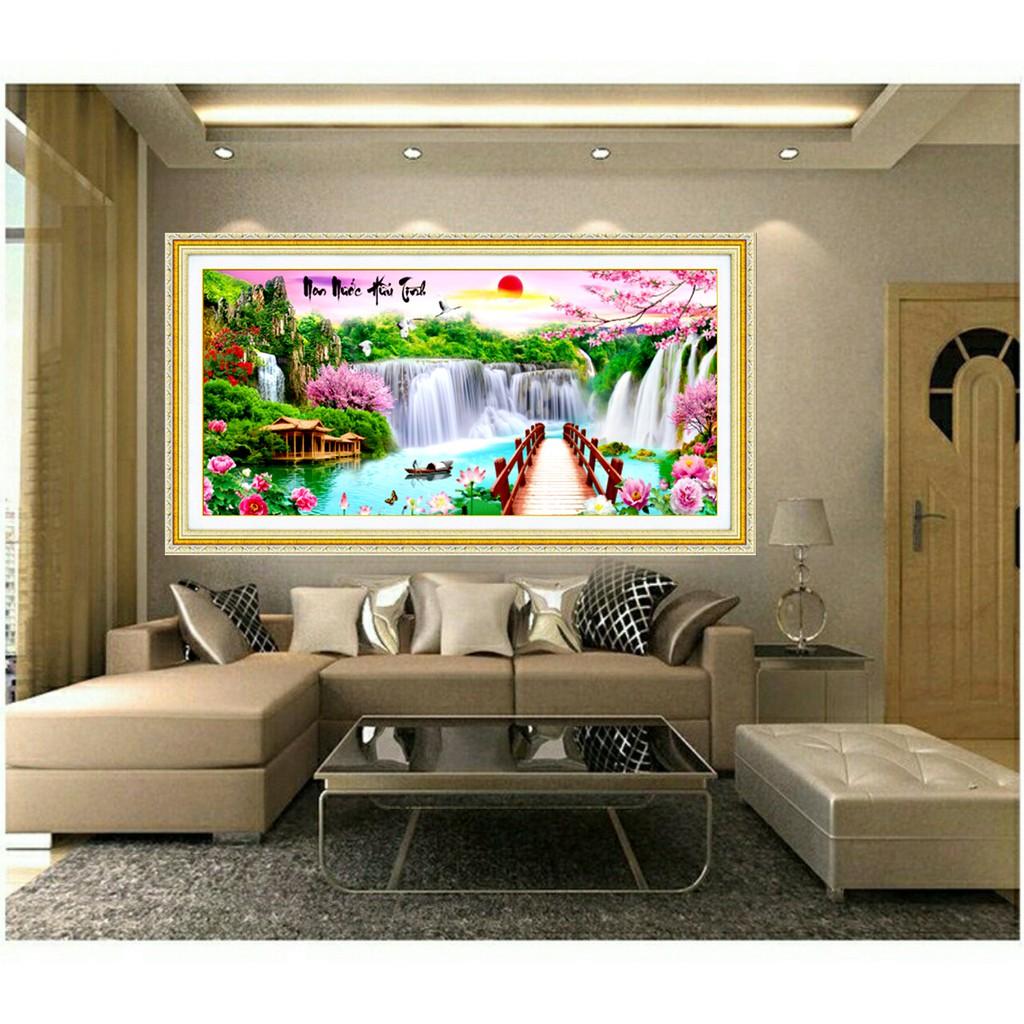 Tranh thêu chữ thập Phong cảnh non nước hữu tình LV3320 - tự thêu