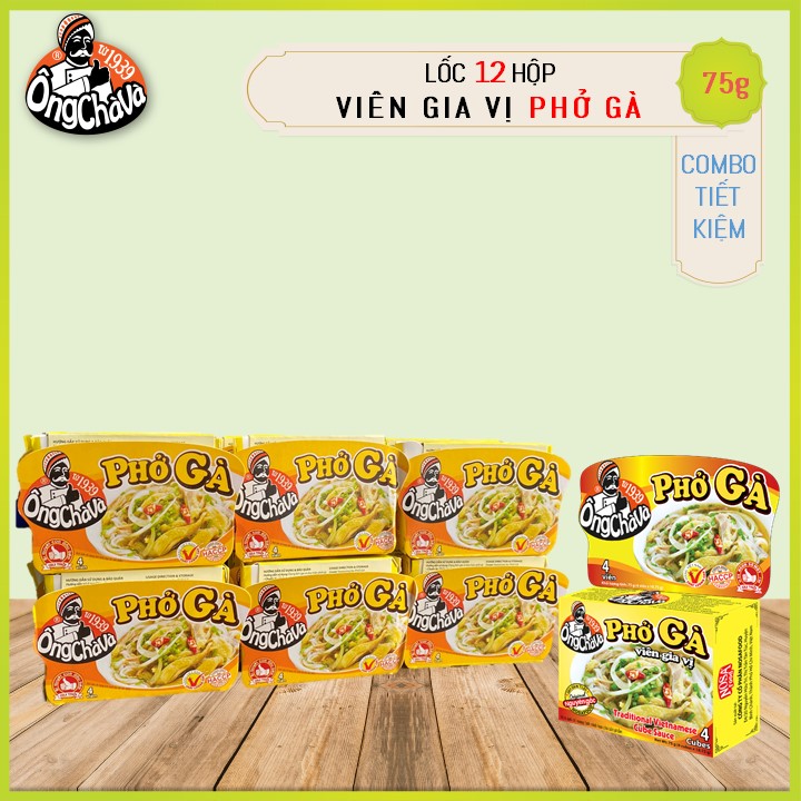 Lốc 12 Hộp Viên Gia Vị Phở Gà Ông Chà Và 75g