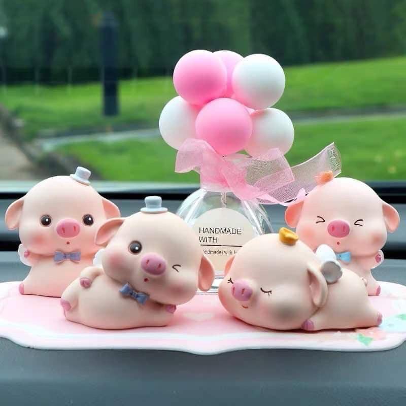 Set gia đình heo hạnh phúc trang trí taplo ô tô, táp lô xe hơi -Hoàng Đông Shop
