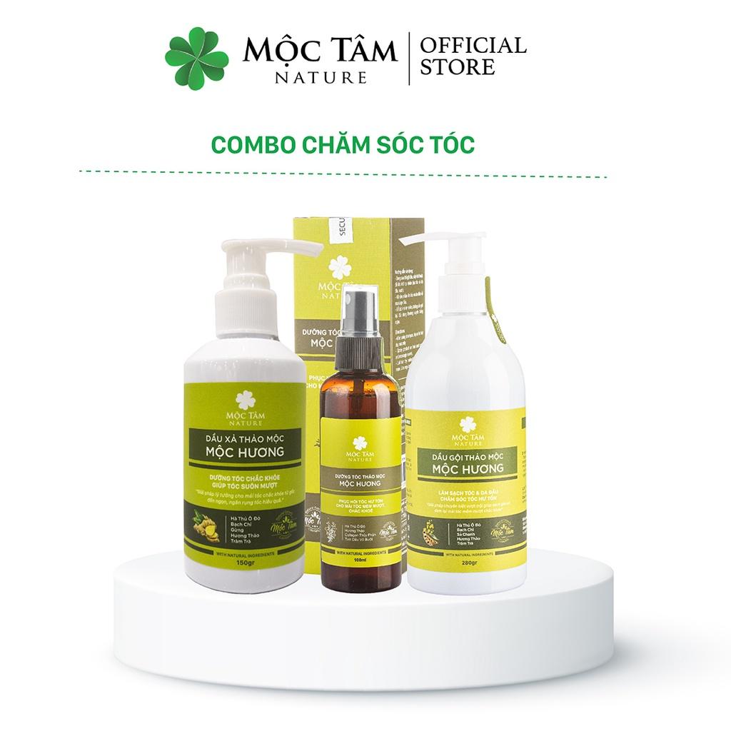 Combo Chăm Sóc Tóc Gãy Rụng (Bộ 3 Sản Phẩm) - Phục Hồi Hư Tổn, Kích Mọc Tóc, Giảm Rụng Tóc (Mộc Tâm Nature)