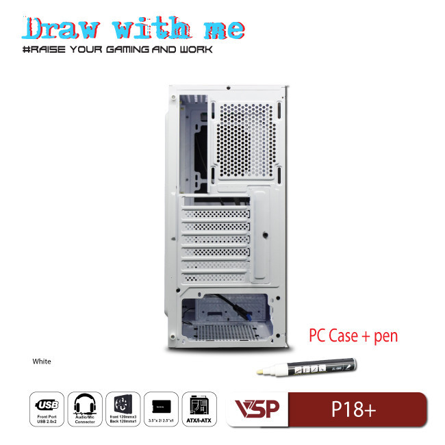 Vỏ Máy Tính Case VSP P18+ Trắng – Hàng Chính Hãng