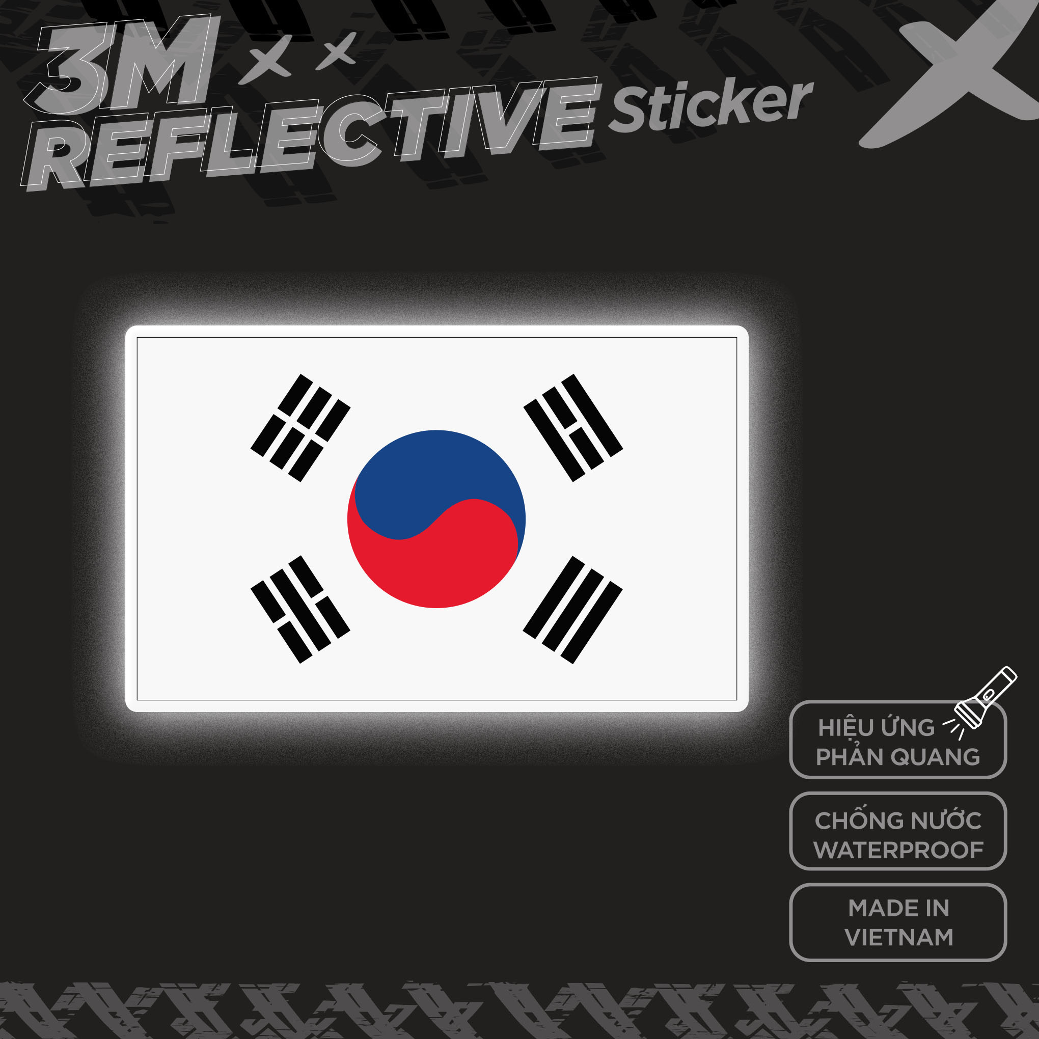 KOREAN FLAG 3M - Reflective Sticker Die-cut Hình dán phản quang thương hiệu STICKER FACTORY