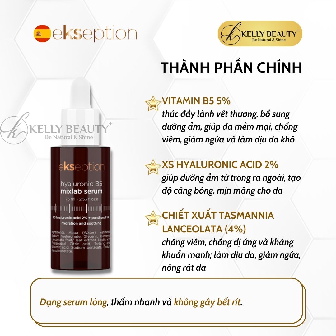 Tinh Chất Dưỡng Ẩm, Phục Hồi Da ekseption Hyaluronic B5 Mixlab Serum | Kelly Beauty