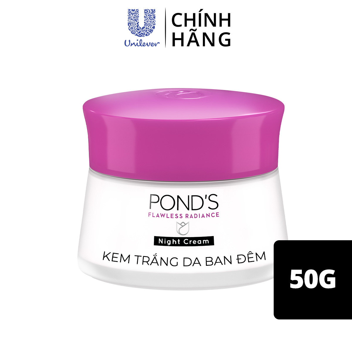 Kem Dưỡng Da Pond'S Flawless Radiance Derma Kem Dưỡng Sáng Da Giảm Thâm Nám Ban Đêm Trắng Mịn Mướt Sương 50G