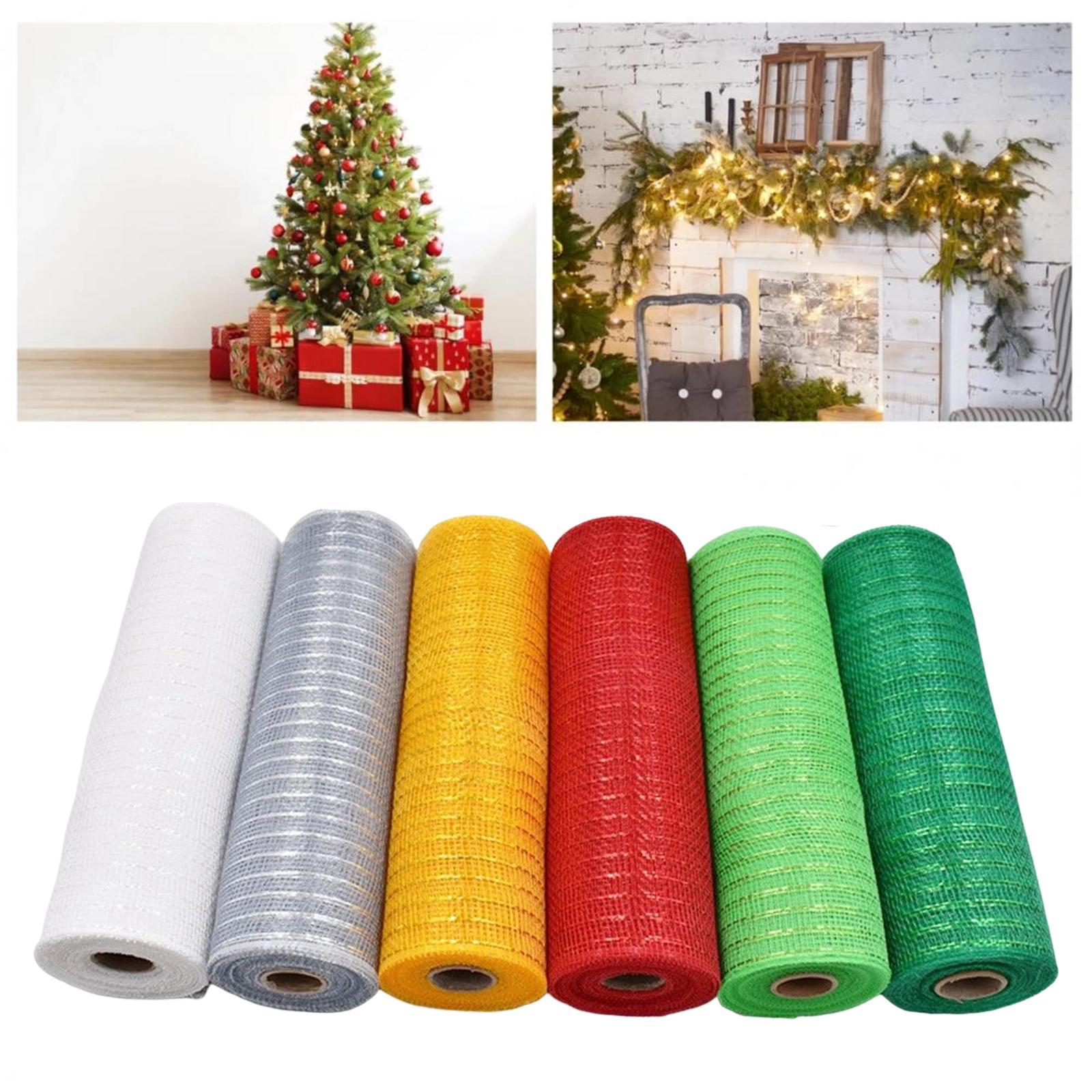 6 Rolls 10"x10 yds Mesh Ribbon Foil Rolls Wreath Decors