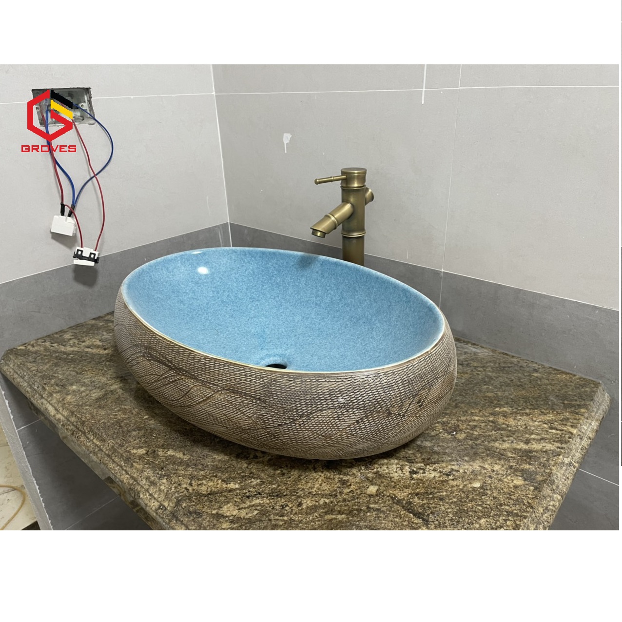 CHẬU LAVABO ELIP, CHẬU RỬA MẶT XANH NGỌC BÍCH GRVL 8126