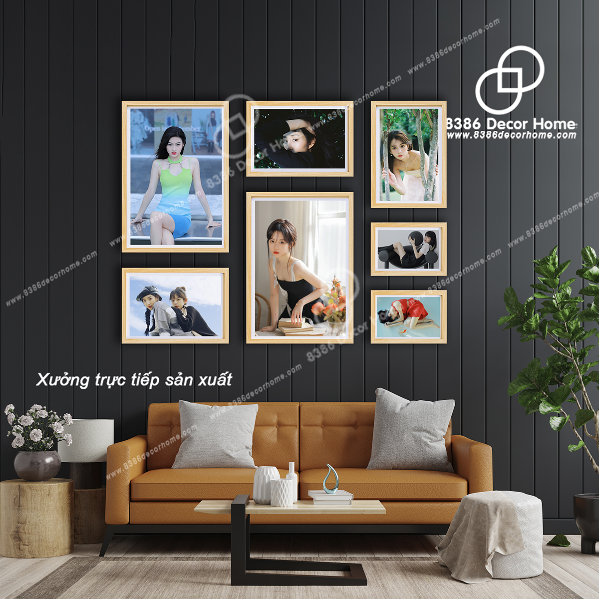 Bộ 7 khung ảnh treo tường trang trí giá rẻ siêu đẹp bằng gỗ thật
